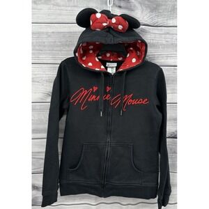 DISNEY PARKS AUTHENTIC MINNIE MOUSE FULL ZIP HOODIE‎ WITH EARS Women's Medium